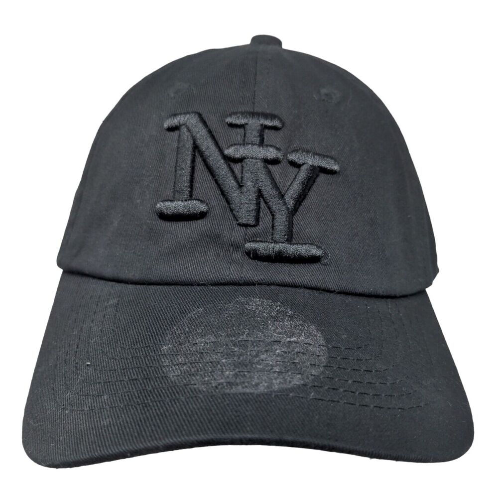 Tian Tian Men's Slideback Hat Black Embroidered NY New York Logo Cotton Blend